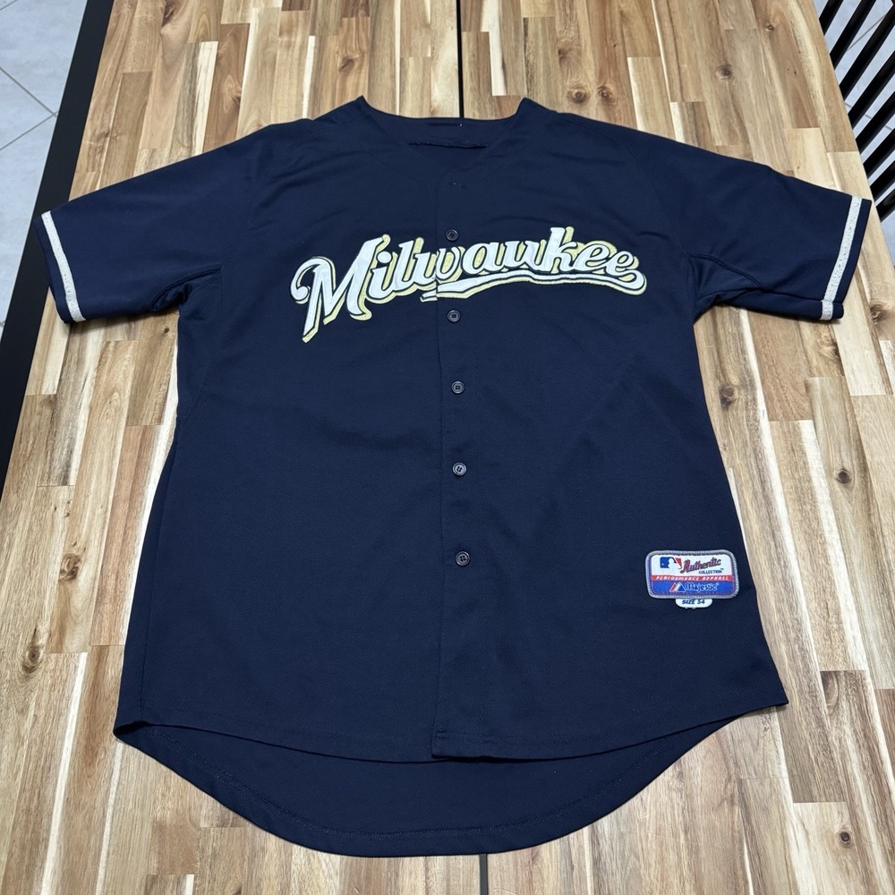 Zach Greinke Jersey Mens 54 Blue Majestic Milwaukee Brewers MLB Authentic